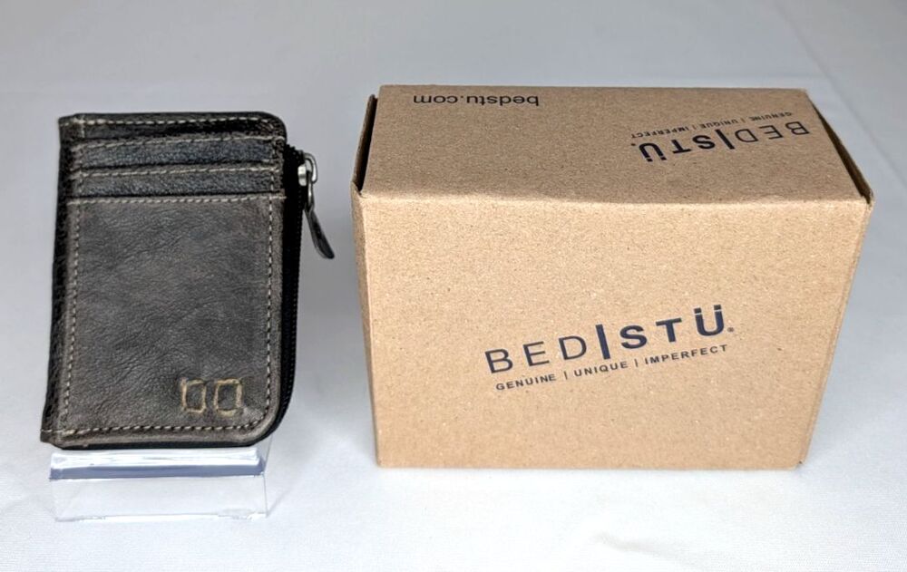 Bed Stu Carrie Wallet - Black Dip Dyed, Distressed Leather Wallet w/ Box, NWT